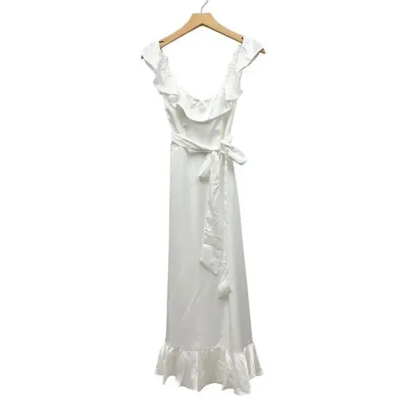 Show Me Your Mumu Alexis Midi Dress in Ivory Luxe Satin size Small - Picture 4 of 11